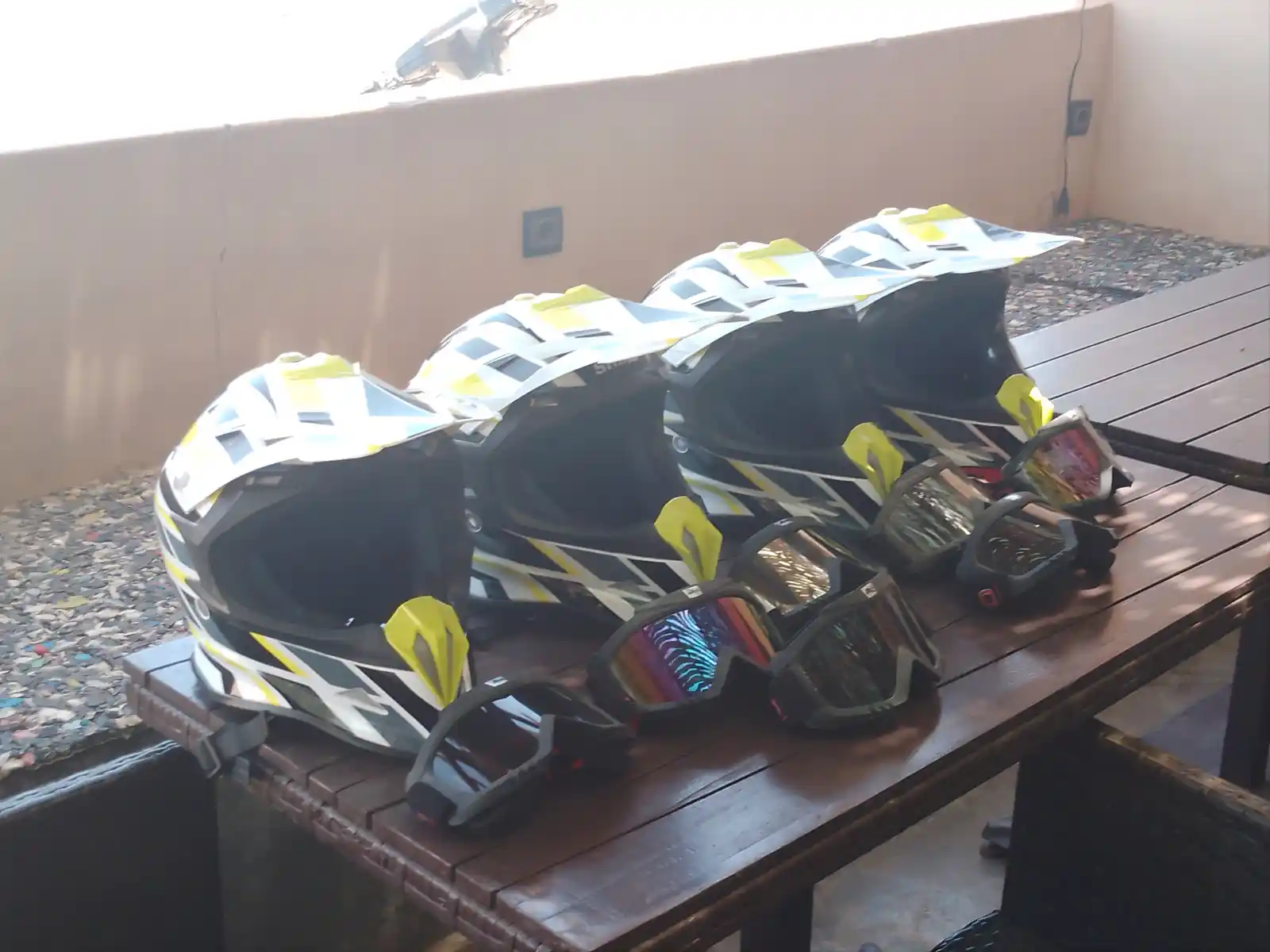 Safety helmets and goggles provided for buggy tours in Marrakech