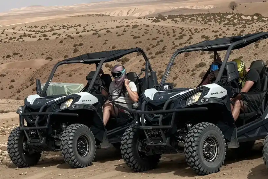 Premium Can-Am buggies ready for an adventure tour in the Agafay Desert outside Marrakech